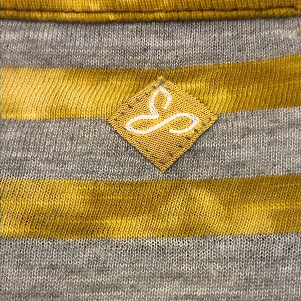PRANA Long Sleeve Henley Top Striped Yellow Gray Women’s Size Medium - Picture 4 of 7